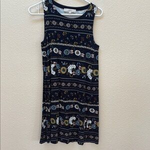 LOFT Navy Floral Pattern Dress